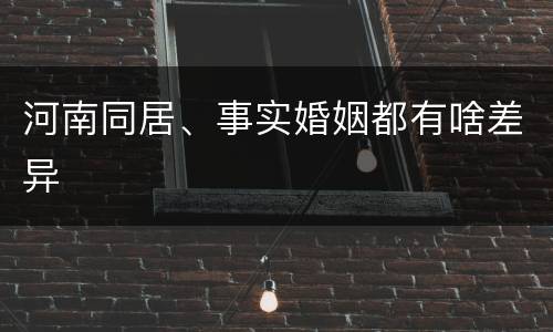 河南同居、事实婚姻都有啥差异