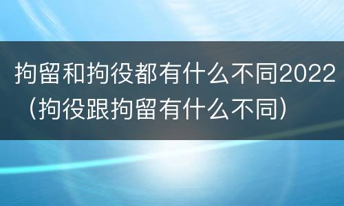 拘留和拘役都有什么不同2022（拘役跟拘留有什么不同）