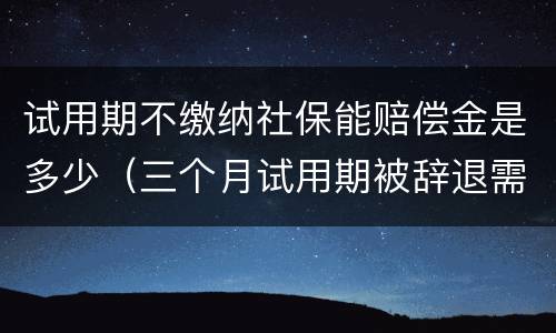 试用期不缴纳社保能赔偿金是多少（三个月试用期被辞退需要赔偿吗）