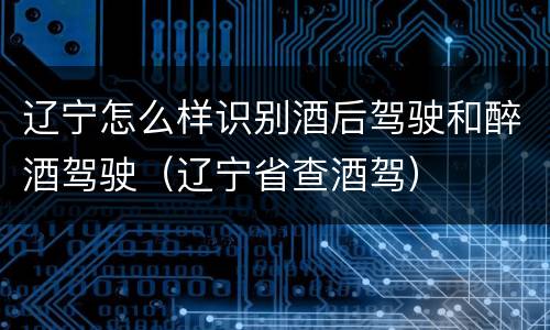 辽宁怎么样识别酒后驾驶和醉酒驾驶（辽宁省查酒驾）