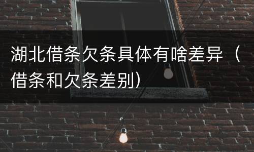 湖北借条欠条具体有啥差异（借条和欠条差别）