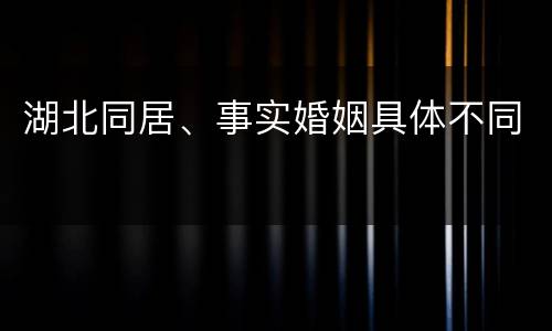 湖北同居、事实婚姻具体不同