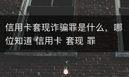 信用卡套现诈骗罪是什么，哪位知道 信用卡 套现 罪