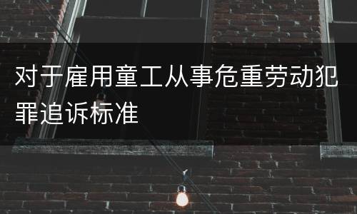 对于雇用童工从事危重劳动犯罪追诉标准