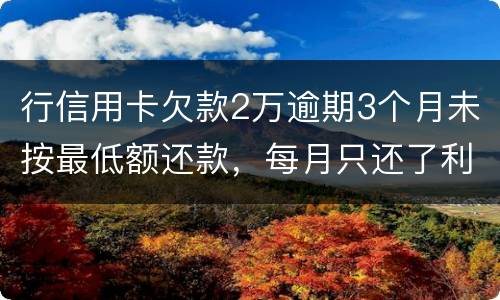 行信用卡欠款2万逾期3个月未按最低额还款，每月只还了利息，银行报案会怎样