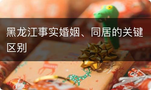 黑龙江事实婚姻、同居的关键区别