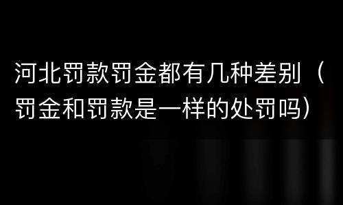 河北罚款罚金都有几种差别（罚金和罚款是一样的处罚吗）