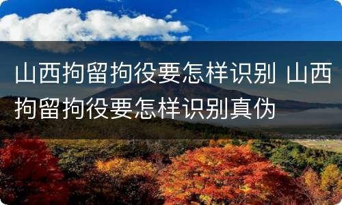 山西拘留拘役要怎样识别 山西拘留拘役要怎样识别真伪