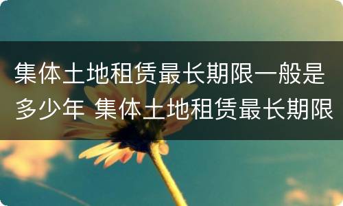 集体土地租赁最长期限一般是多少年 集体土地租赁最长期限一般是多少年的