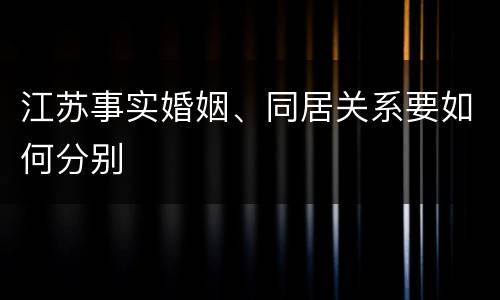 江苏事实婚姻、同居关系要如何分别