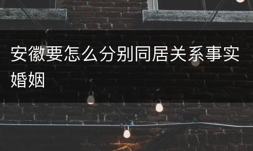 安徽要怎么分别同居关系事实婚姻