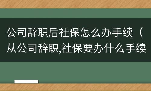 公司辞职后社保怎么办手续（从公司辞职,社保要办什么手续吗）