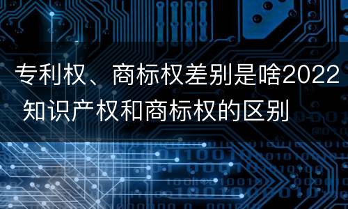 专利权、商标权差别是啥2022 知识产权和商标权的区别