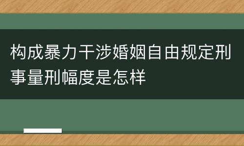 构成暴力干涉婚姻自由规定刑事量刑幅度是怎样
