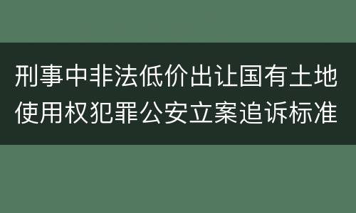 刑事中非法低价出让国有土地使用权犯罪公安立案追诉标准是怎么规定