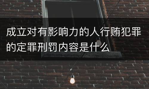 成立对有影响力的人行贿犯罪的定罪刑罚内容是什么