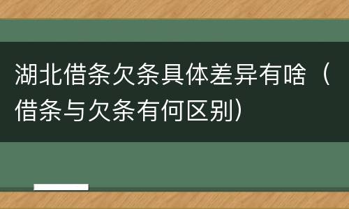 湖北借条欠条具体差异有啥（借条与欠条有何区别）