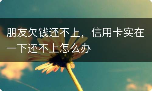 朋友欠钱还不上，信用卡实在一下还不上怎么办