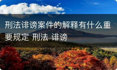刑法诽谤案件的解释有什么重要规定 刑法 诽谤