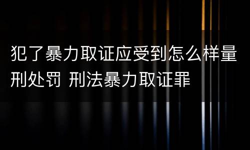 犯了暴力取证应受到怎么样量刑处罚 刑法暴力取证罪
