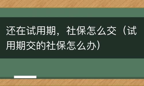 还在试用期，社保怎么交（试用期交的社保怎么办）