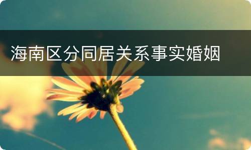 海南区分同居关系事实婚姻