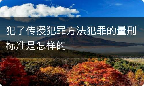 犯了传授犯罪方法犯罪的量刑标准是怎样的