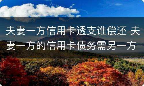 夫妻一方信用卡透支谁偿还 夫妻一方的信用卡债务需另一方承担吗