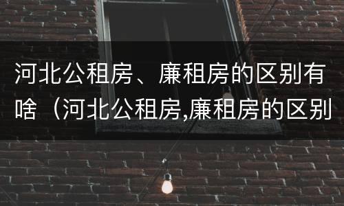 河北公租房、廉租房的区别有啥（河北公租房,廉租房的区别有啥不同）