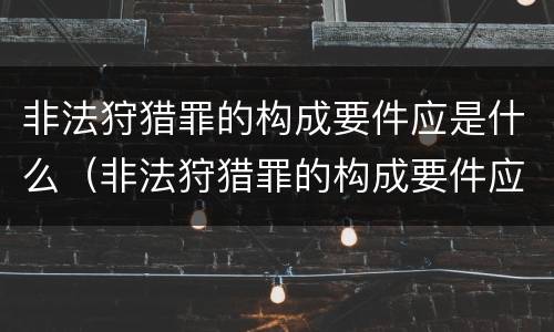 非法狩猎罪的构成要件应是什么（非法狩猎罪的构成要件应是什么标准）