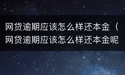 网贷逾期应该怎么样还本金（网贷逾期应该怎么样还本金呢）