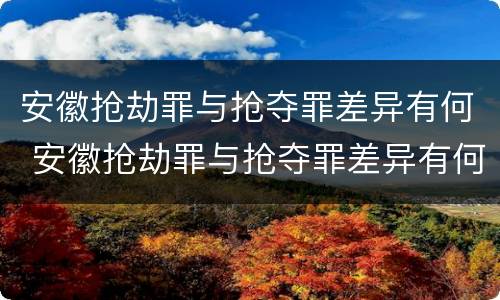 安徽抢劫罪与抢夺罪差异有何 安徽抢劫罪与抢夺罪差异有何关系