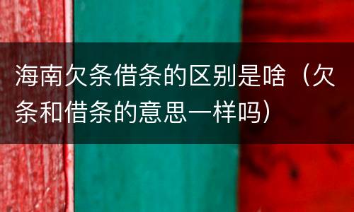 海南欠条借条的区别是啥（欠条和借条的意思一样吗）