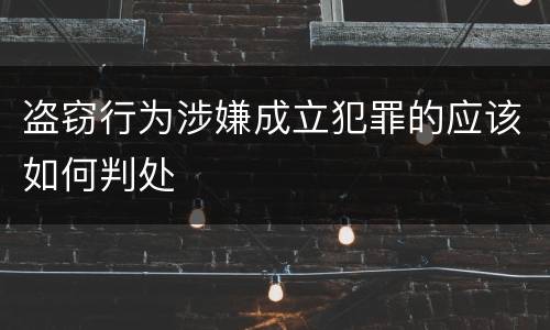 盗窃行为涉嫌成立犯罪的应该如何判处