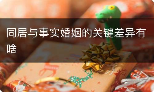 同居与事实婚姻的关键差异有啥