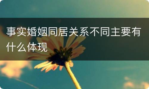 事实婚姻同居关系不同主要有什么体现