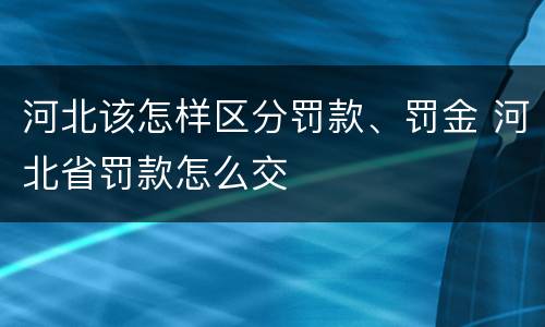 河北该怎样区分罚款、罚金 河北省罚款怎么交