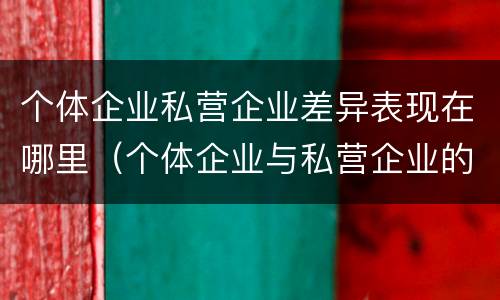 个体企业私营企业差异表现在哪里（个体企业与私营企业的区别）