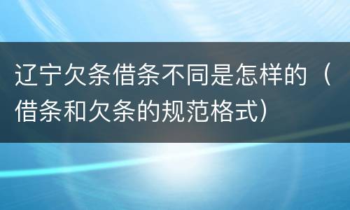 辽宁欠条借条不同是怎样的（借条和欠条的规范格式）