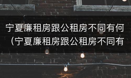 宁夏廉租房跟公租房不同有何（宁夏廉租房跟公租房不同有何区别）