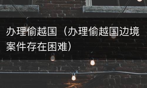 办理偷越国（办理偷越国边境案件存在困难）