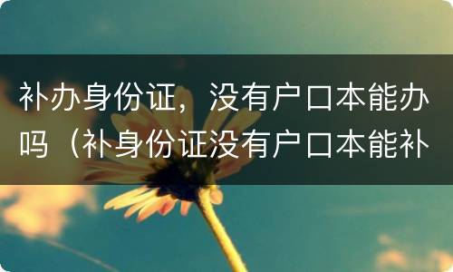 补办身份证，没有户口本能办吗（补身份证没有户口本能补吗）