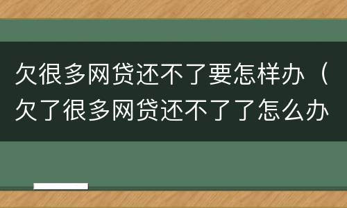 欠很多网贷还不了要怎样办（欠了很多网贷还不了了怎么办）