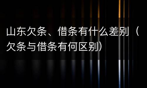 山东欠条、借条有什么差别（欠条与借条有何区别）