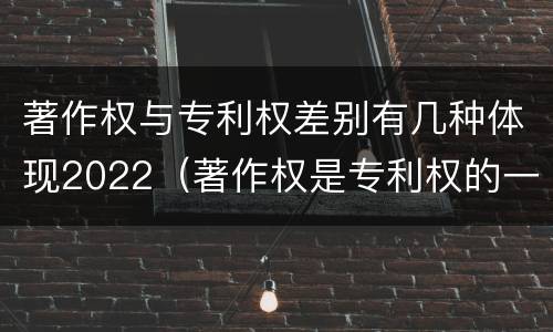 著作权与专利权差别有几种体现2022（著作权是专利权的一种吗）