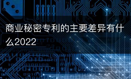 商业秘密专利的主要差异有什么2022