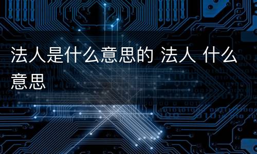 法人是什么意思的 法人 什么意思