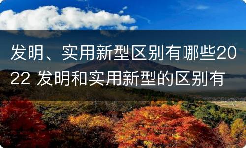 发明、实用新型区别有哪些2022 发明和实用新型的区别有