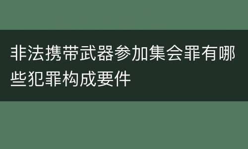 非法携带武器参加集会罪有哪些犯罪构成要件