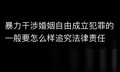暴力干涉婚姻自由成立犯罪的一般要怎么样追究法律责任